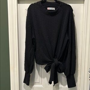 Free People Black Tie-Front Blouse